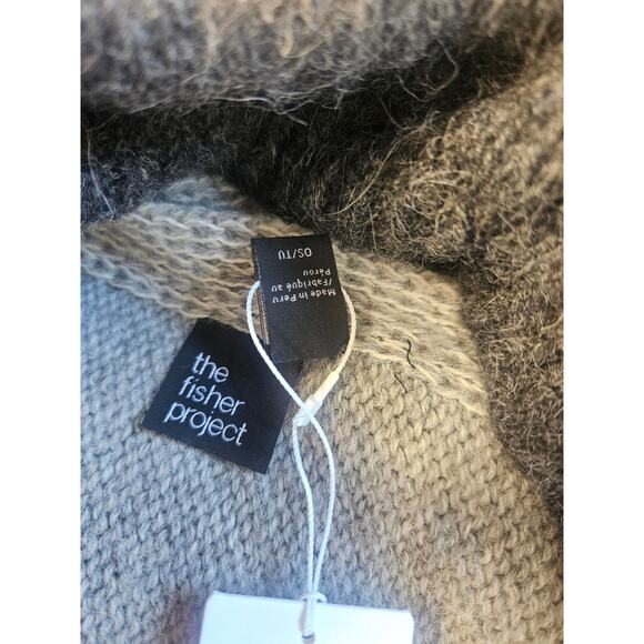 100% Peruvian Alpaca Grey Ombre Poncho "The Fisher Project" Eileen Fisher One Sz - Picture 8 of 14